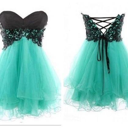 Mint Prom Dresses Lace Ball Gown Sweetheart Short..