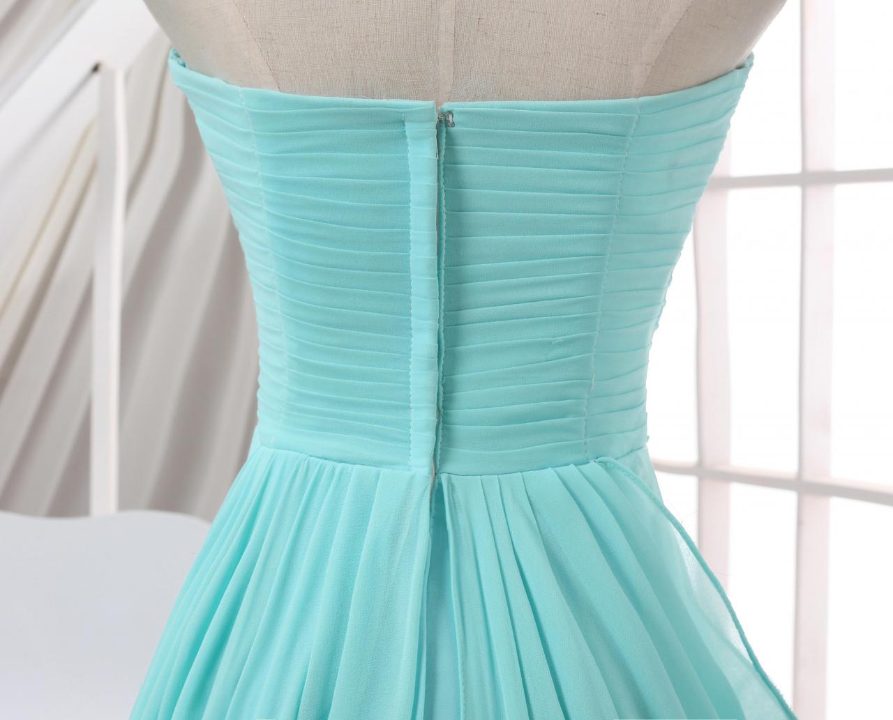 Elegant Blue A-Line Pleated Chiffon Vintage Long Party Dress Birthday Outfits, DP4443