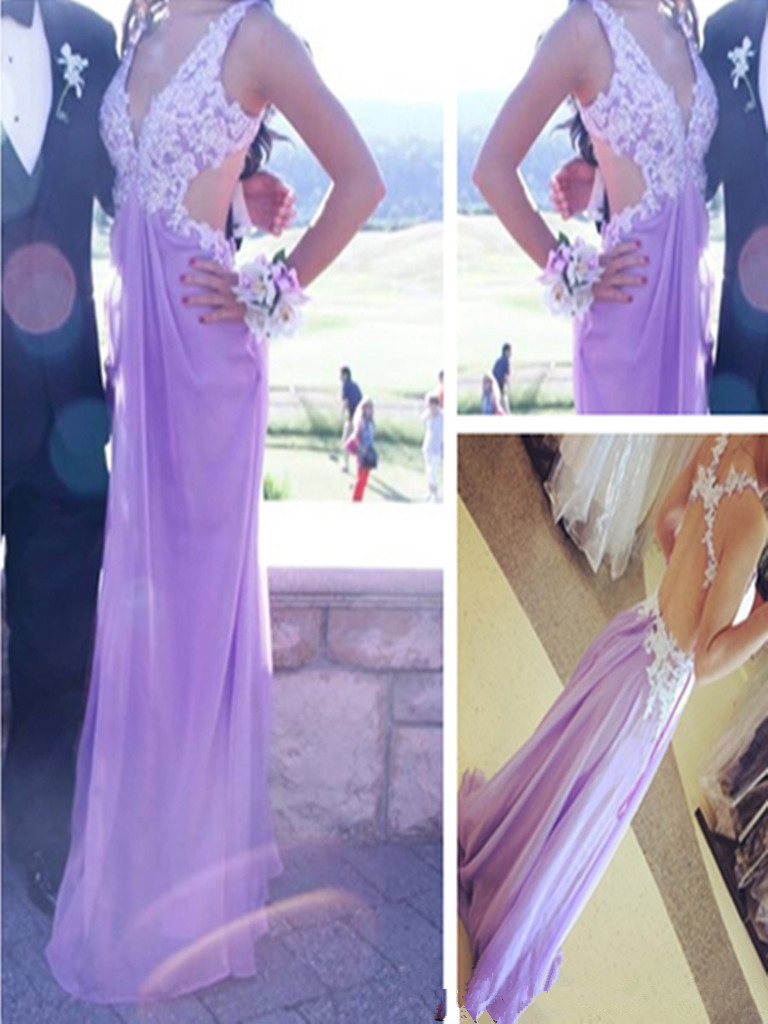 Charming Handmade Long Prom Dress With Cross Back, Lavender Prom ...